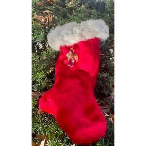 Vintage Christmas Stocking With Acrylic Angel 17"